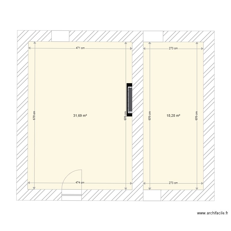 plan oct 2023. Plan de 2 pièces et 50 m2