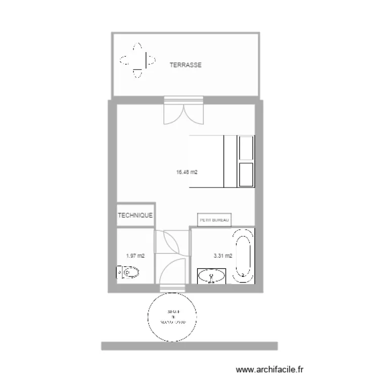 CHAMBRE 2 HLC. Plan de 