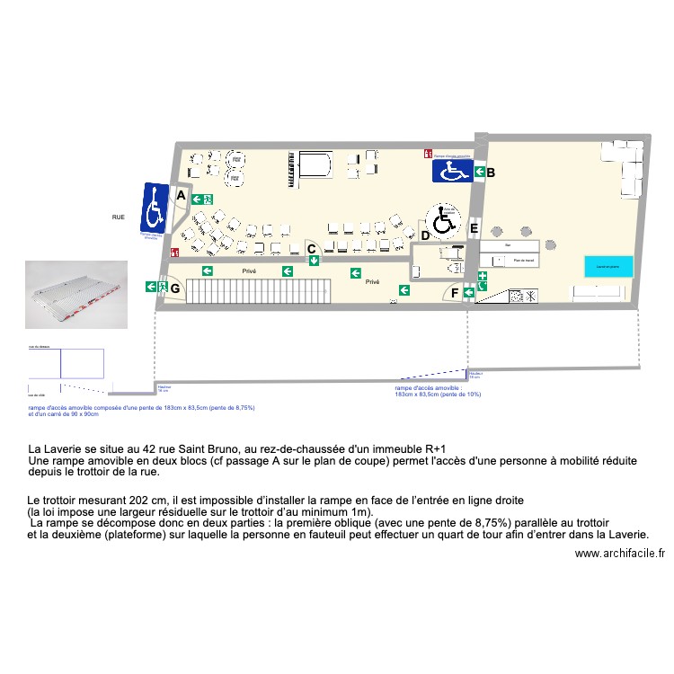 La Laverie plan de coupe (notice 7). Plan de 2 pièces et 114 m2