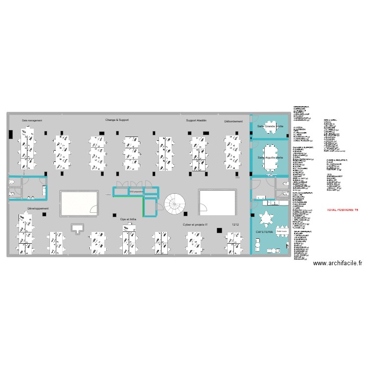 8 Vernier avec noms. Plan de 27 pièces et 597 m2