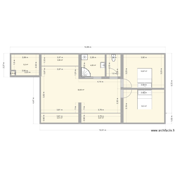 combles TER VVaAAL. Plan de 9 pièces et 78 m2