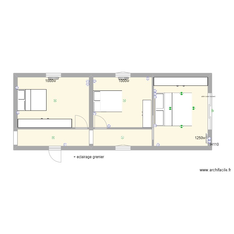extension. Plan de 4 pièces et 54 m2