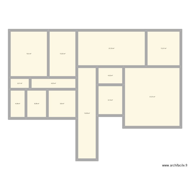 1er étage. Plan de 13 pièces et 170 m2