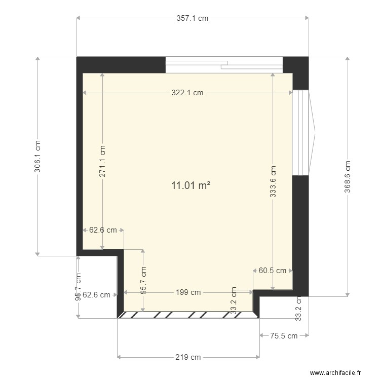 cuisine JCcote. Plan de 1 pièce et 11 m2