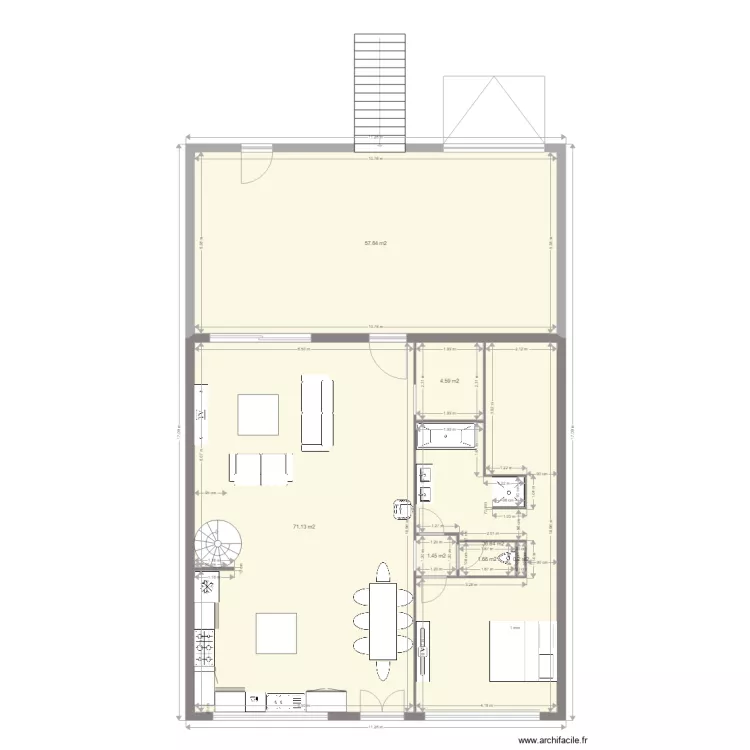  loft 1er avec terasse. Plan de 