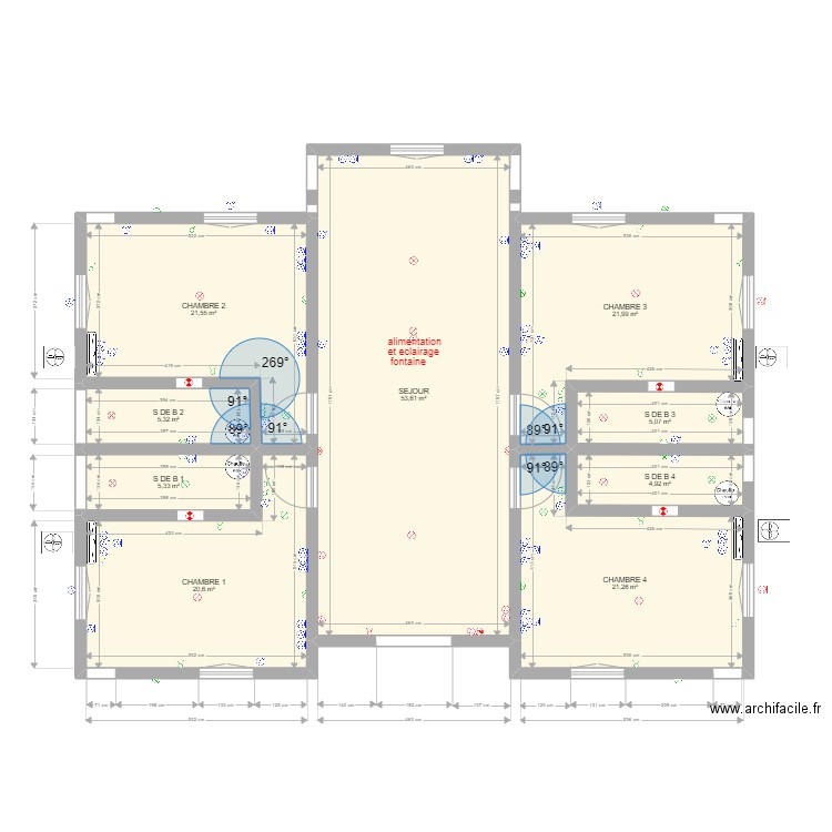 LILI RIAD RDC ELECTRICITE. Plan de 9 pièces et 160 m2