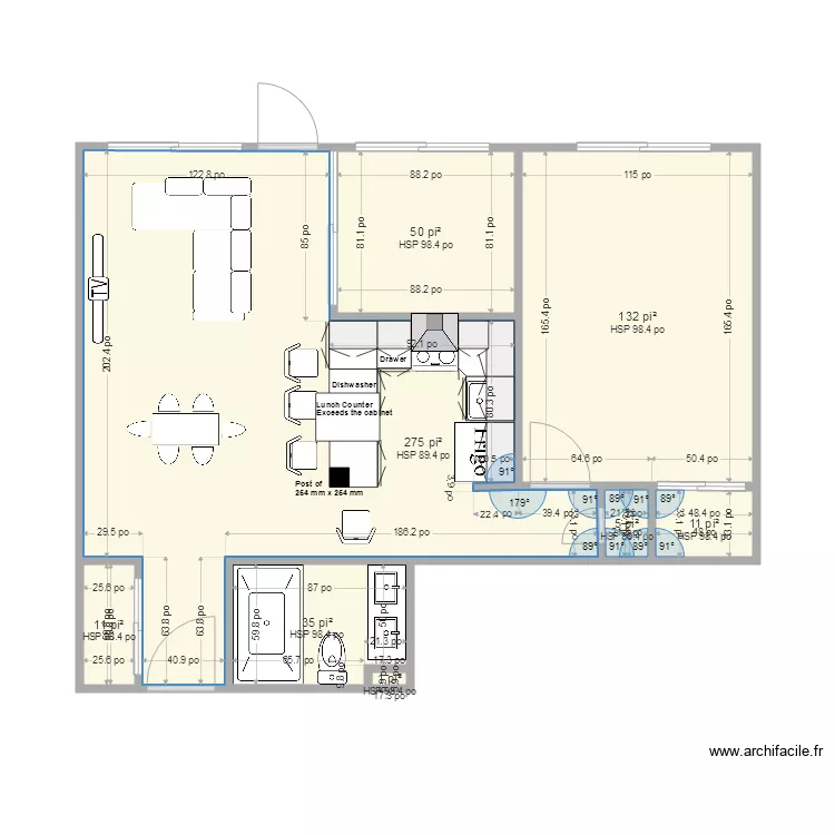 Plan BB   for 2 kitchen in  Hochelaga. Plan de 