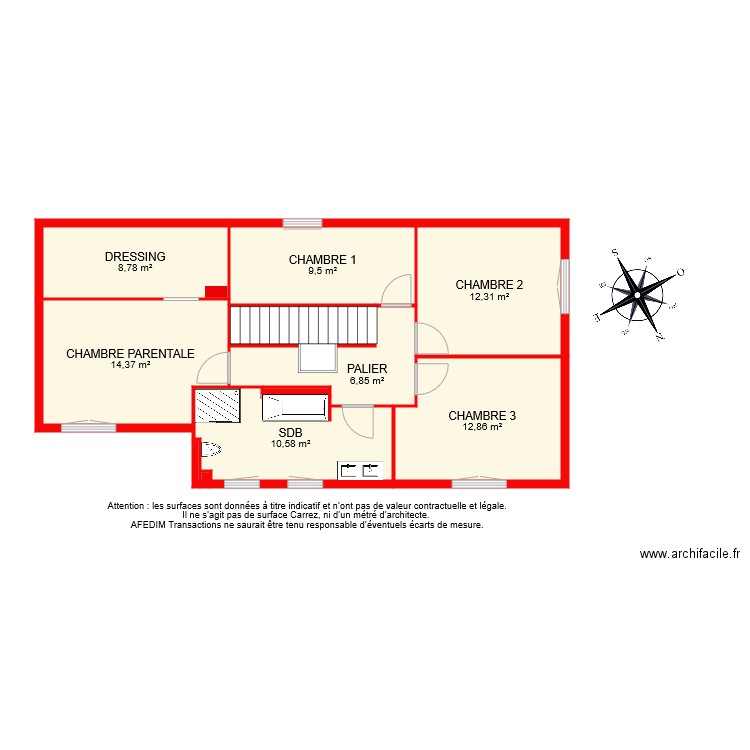 BI 7746 ETAGE. Plan de 11 pièces et 79 m2