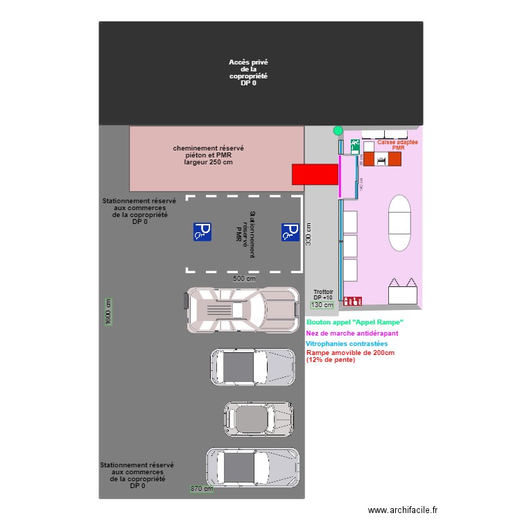 CHEMINEMENT EXT COCCIMARKET APRES TRAVAUX. Plan de 5 pièces et 233 m2