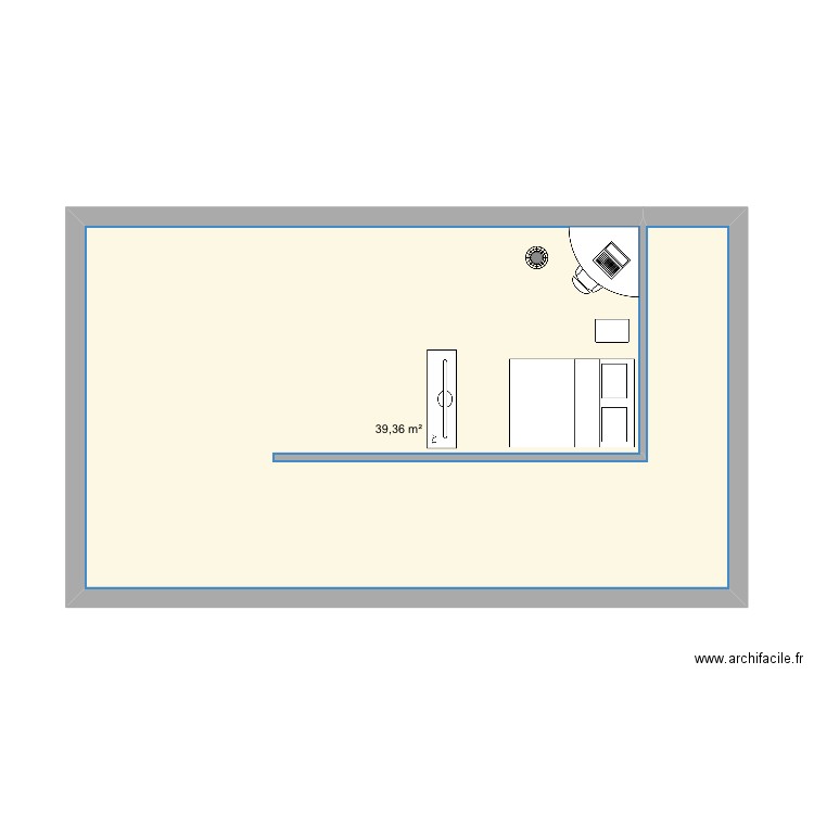  Chambre 1. Plan de 1 pièce et 39 m2