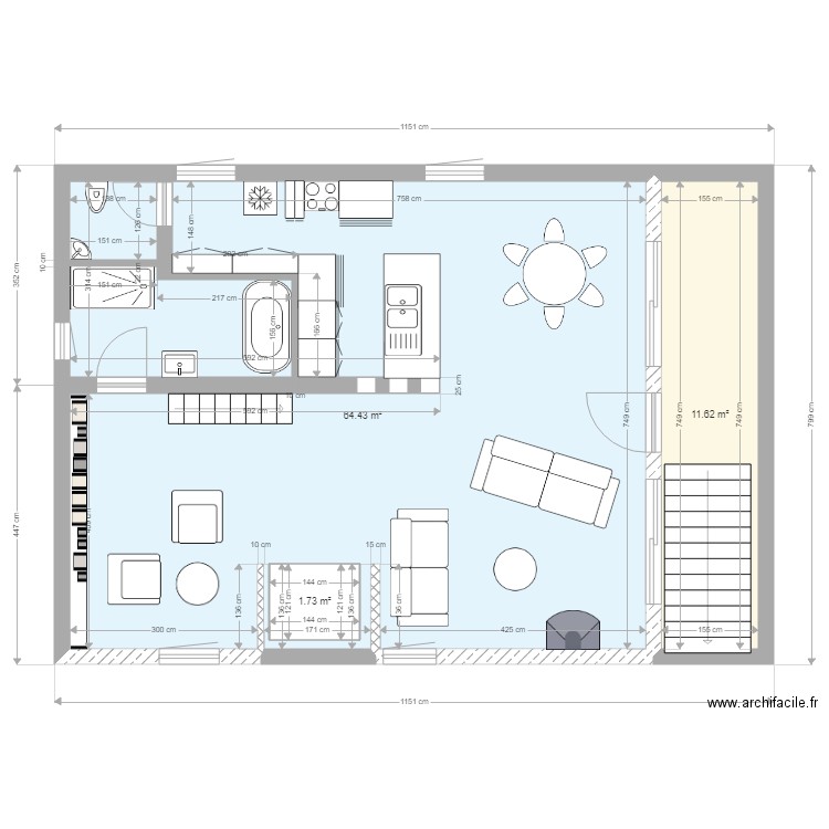 Projet amenagement 2 option bibliotheque niveau 1 . Plan de 0 pièce et 0 m2