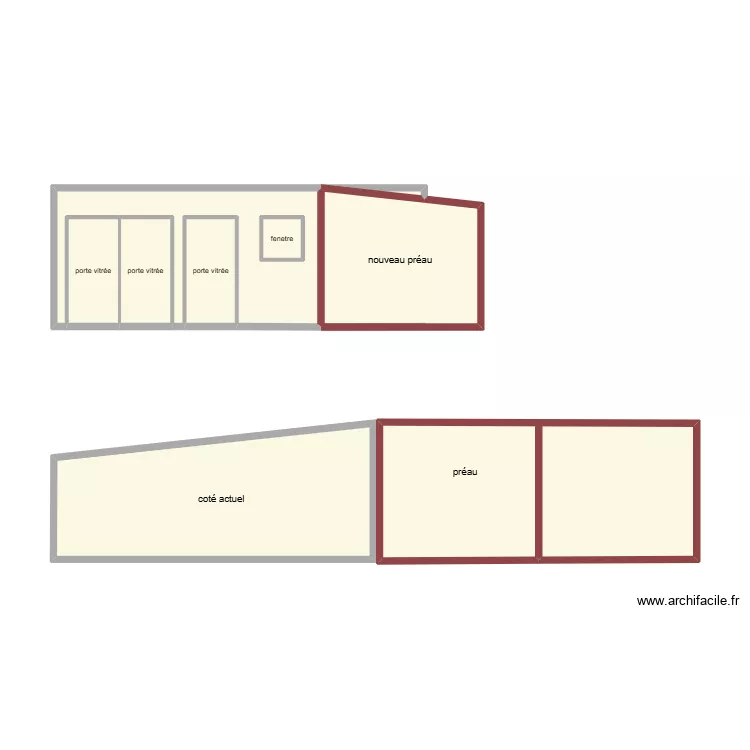 preau. Plan de 9  et 46 m²