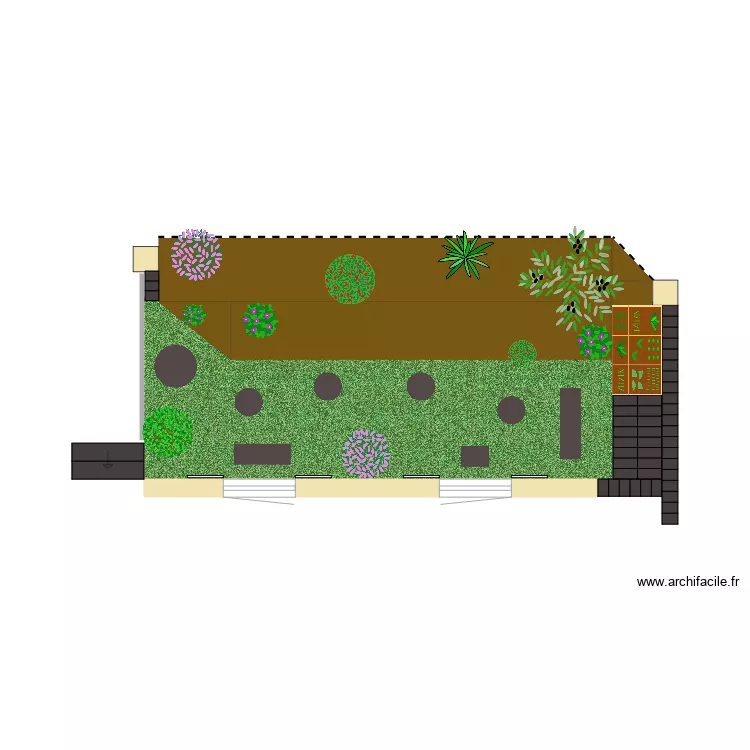 Jardin fa&ccedil;ade sud. Plan de 