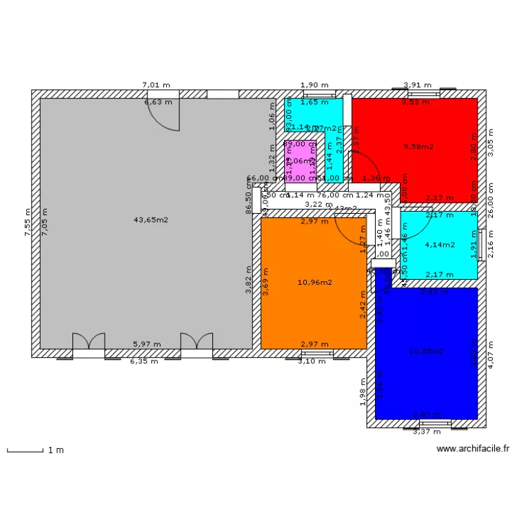 Maison en L. Plan de 