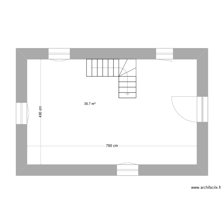 Rez Denicé vide. Plan de 1 pièce et 39 m2