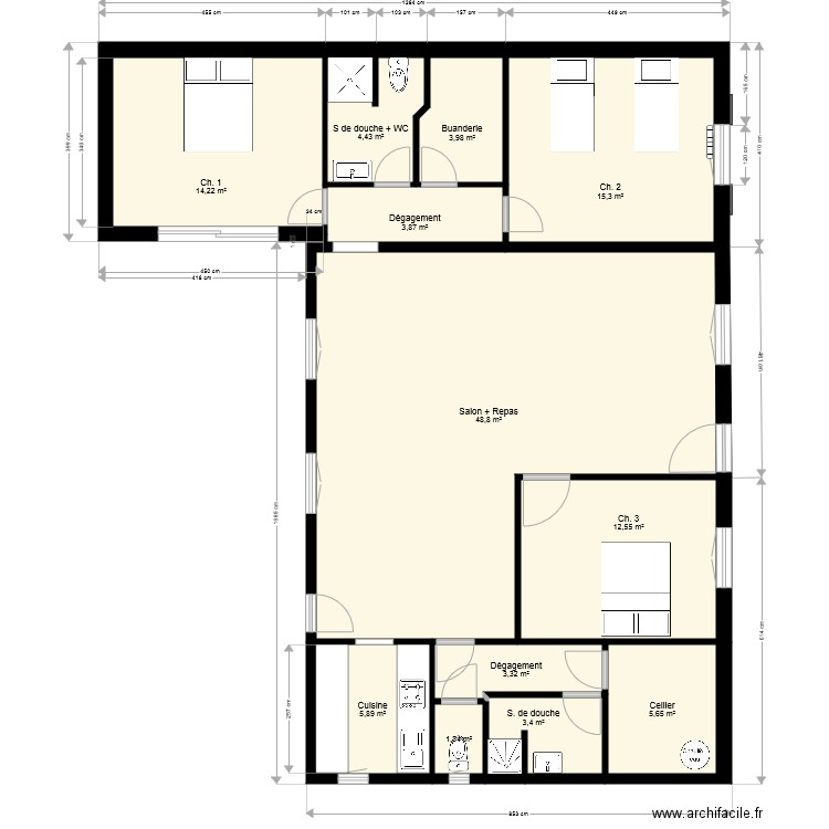 Plan Maubuisson. Plan de 12 pièces et 123 m2