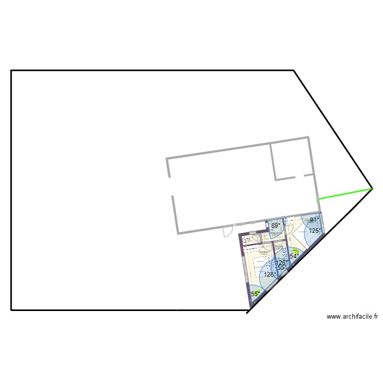 Triangle 2 Ch 30,7 M2. Plan de 5 pièces et 31 m2