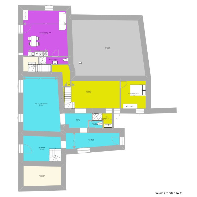 DEF RDC V2. Plan de 13 pièces et 221 m2