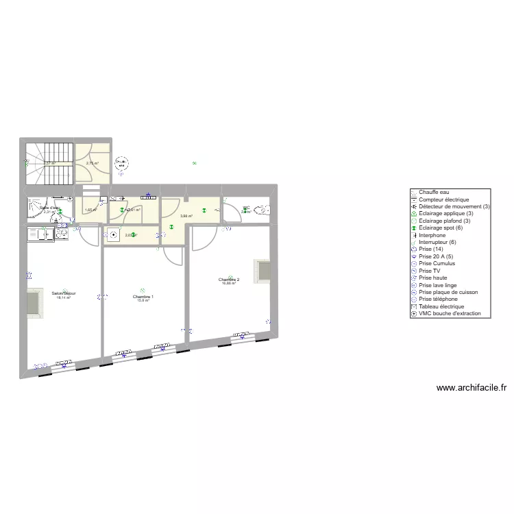Pharmacie ST Christoly appartement droite &eacute;tage 1 plan &eacute;lectricit&eacute; 10022021. Plan de 