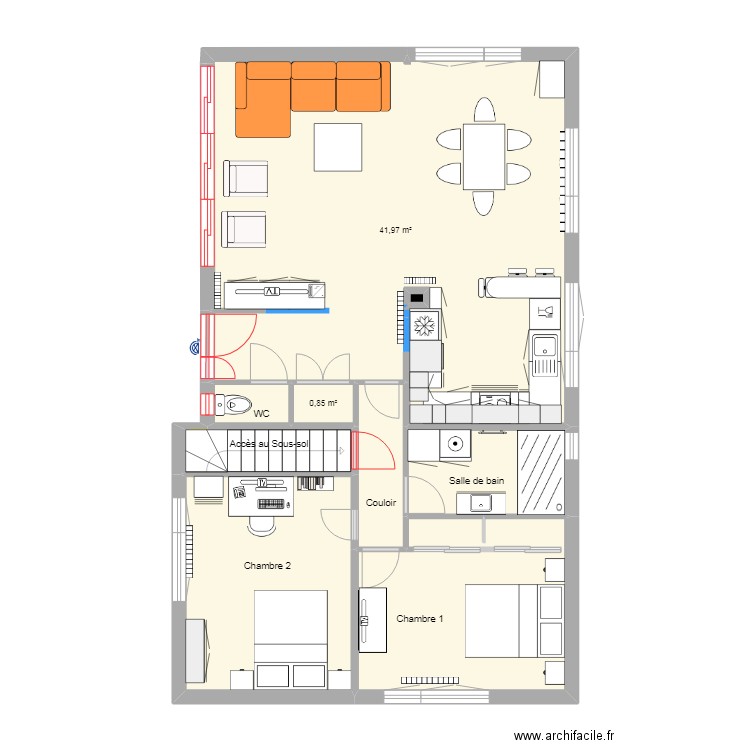 Maison du Tréport - Projet Rénov. Plain-Pied -cuisine 5. Plan de 15 pièces et 158 m2