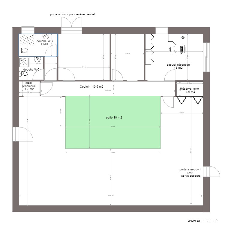 PROJET  2 amenagement commun avec cotation. Plan de 0 pièce et 0 m2