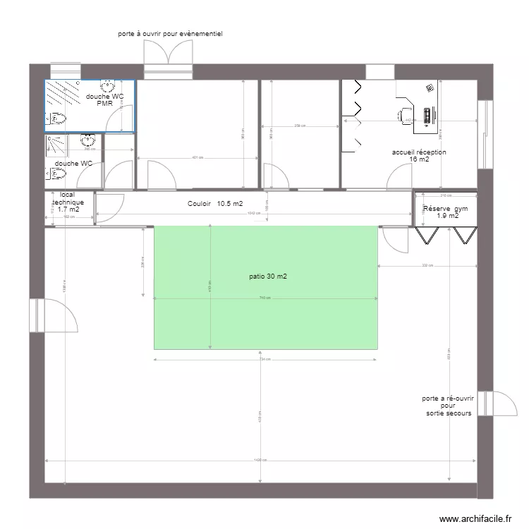 PROJET  2 amenagement commun avec cotation. Plan de 