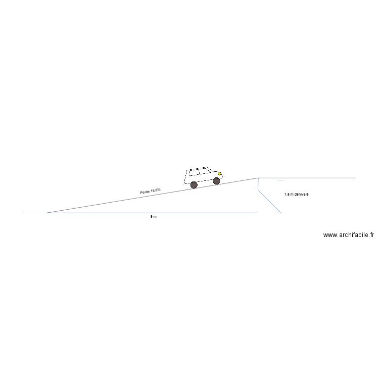 Plan de coupe rampe accès véhicules. Plan de 0 pièce et 0 m2