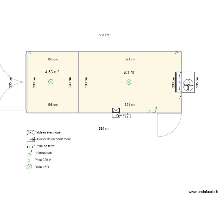 20' Total LEAVA. Plan de 2 pièces et 14 m2
