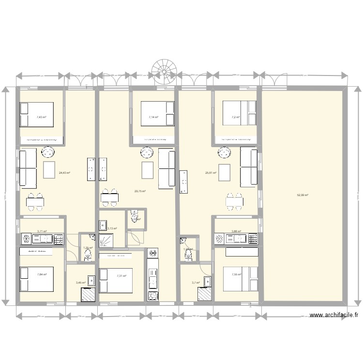 nyalla iv. Plan de 18 pièces et 198 m2