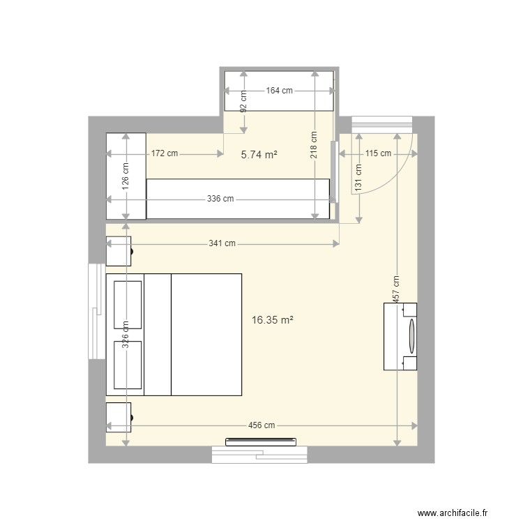 Chambre et penderie v2. Plan de 0 pièce et 0 m2