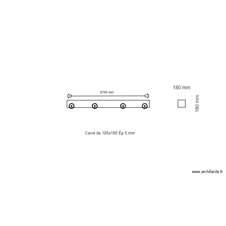 Poutre avec roues. Plan de 