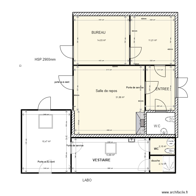 Boucherie Flers 8. Plan de 7 pièces et 90 m2