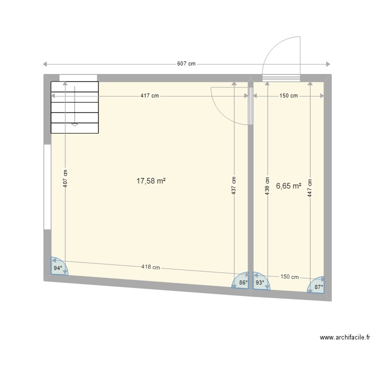 garage en RDC v2. Plan de 2 pièces et 24 m2