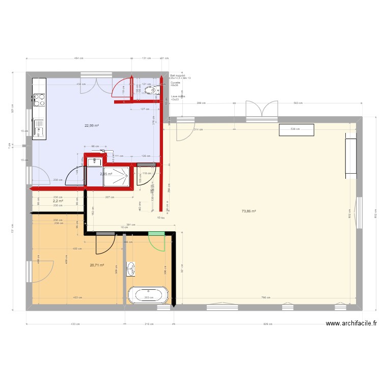                    Yvrac RDC PROJET 12 05 22 . Plan de 5 pièces et 122 m2