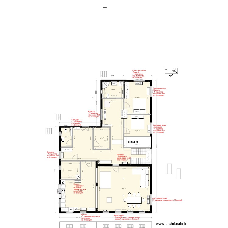 Plan Upirvichi final. Plan de 9 pièces et 175 m2