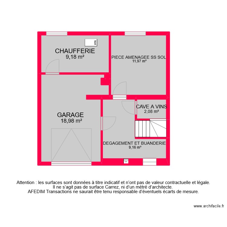 BI 8865 SOUS SOL . Plan de 8 pièces et 53 m2