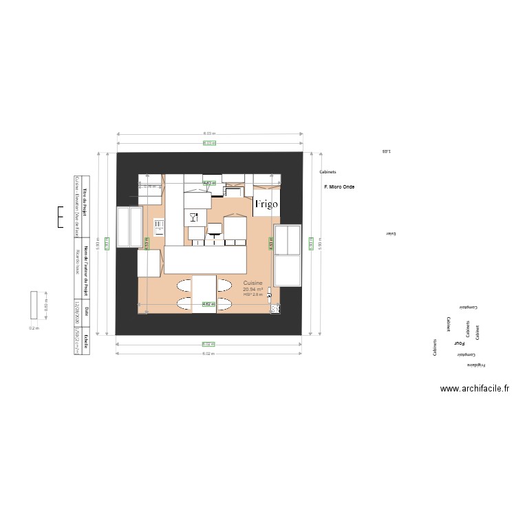 PLAN   CUISINE VUE DESSUS 1111111. Plan de 0 pièce et 0 m2