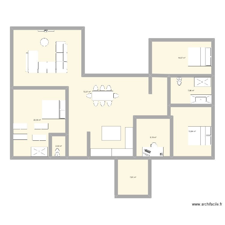Plan Idée 3. Plan de 8 pièces et 150 m2