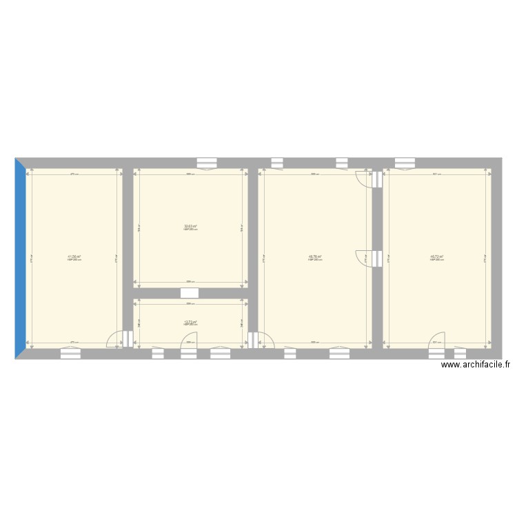 plan initiale. Plan de 5 pièces et 183 m2