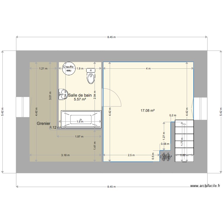 dongeron étage existant. Plan de 0 pièce et 0 m2