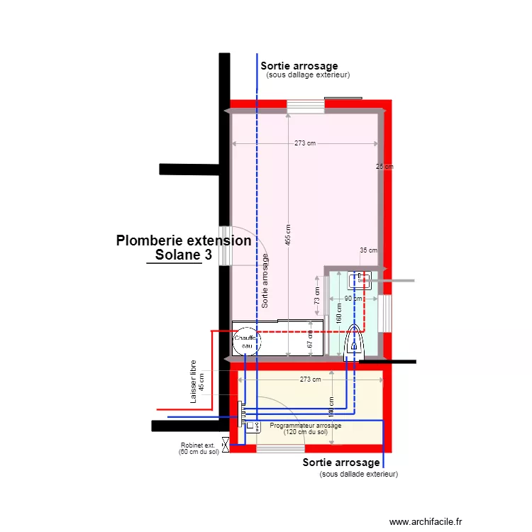 plomberie extension. Plan de 