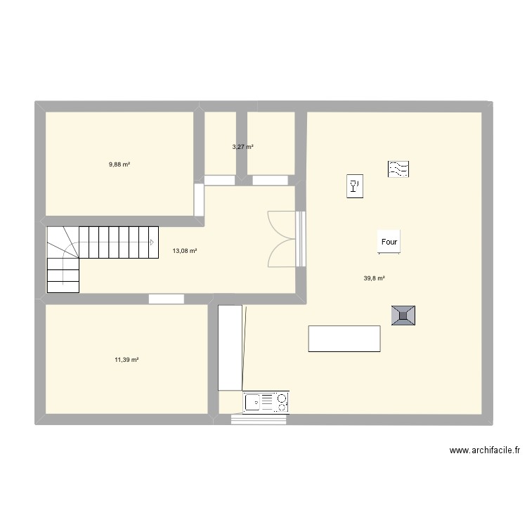 1 étage. Plan de 5 pièces et 77 m2