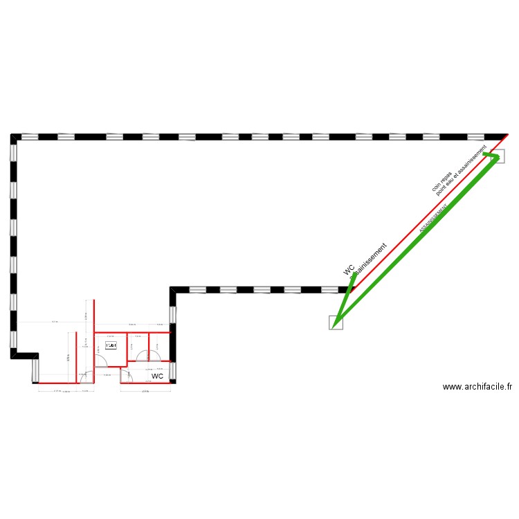 aile 3 rivery. Plan de 2 pièces et 9 m2