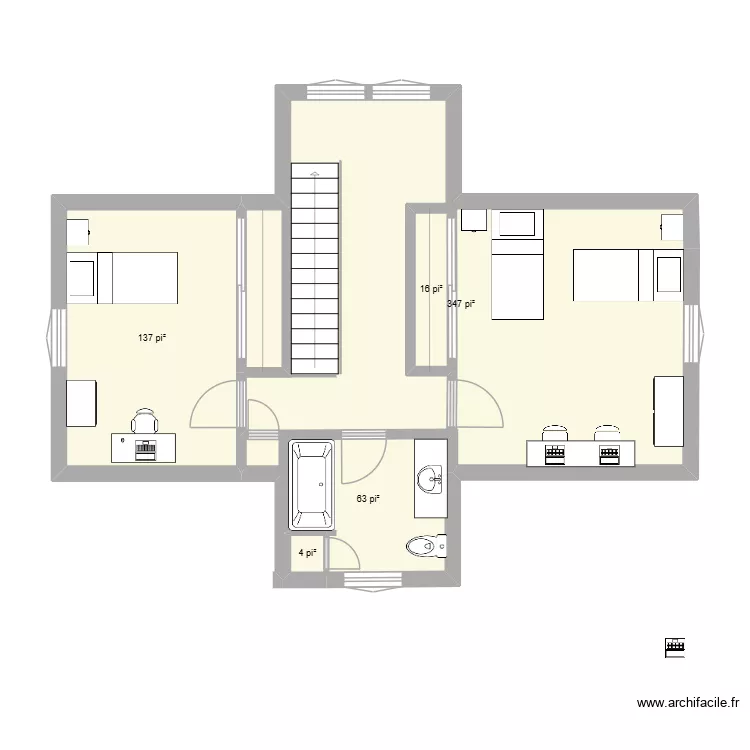 FG-54B. Plan de 5  et 55 m²