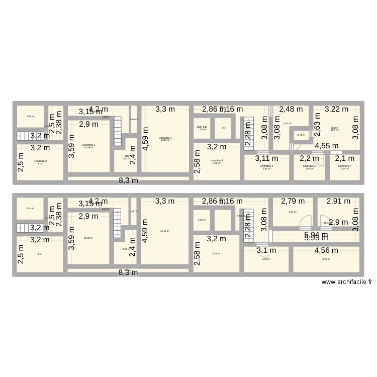 Plan la roche. Plan de 34 pièces et 202 m2