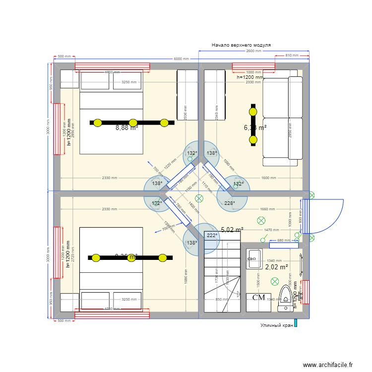 ЕБ 5 св. Plan de 10 pièces et 97 m2