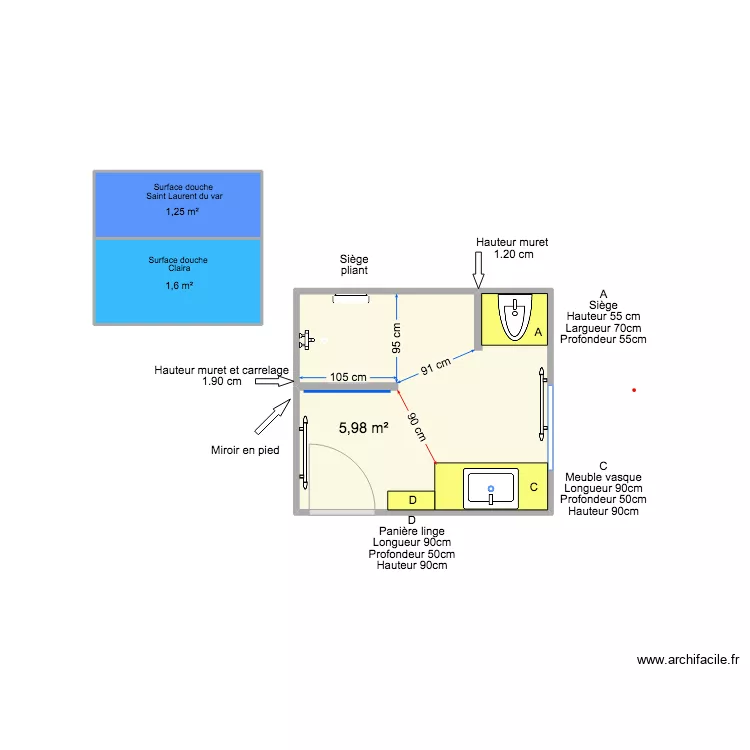 SALLE DE BAIN CHRIS . Plan de 