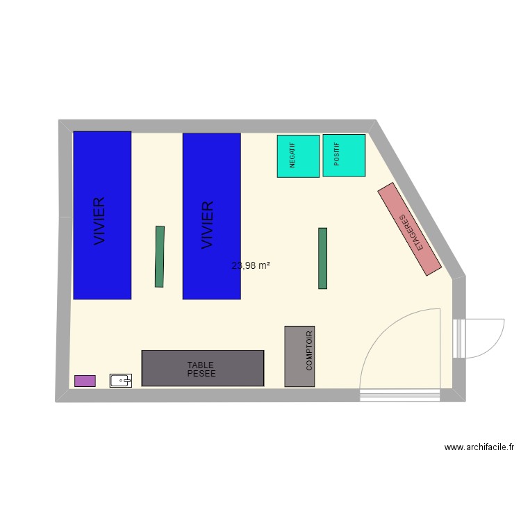 VIVIERS BOURG 6. Plan de 1 pièce et 24 m2