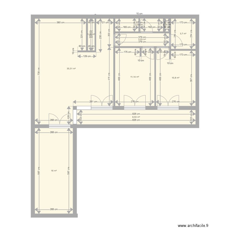 Appart Stessy. Plan de 10 pièces et 93 m2