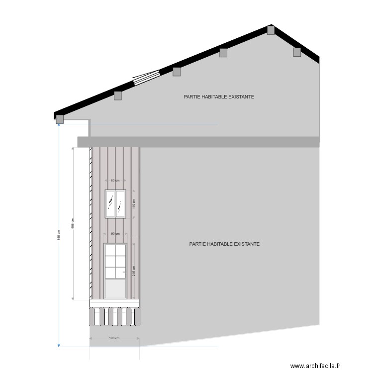 Façade B. Plan de 0 pièce et 0 m2